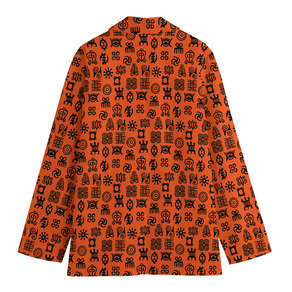 West African Adinkra Symbols Print Women's Cotton Blazer