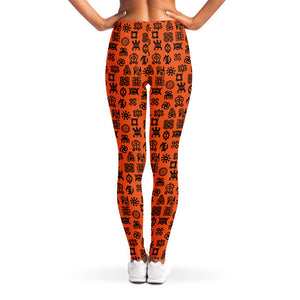 West African Adinkra Symbols Print Women's Leggings