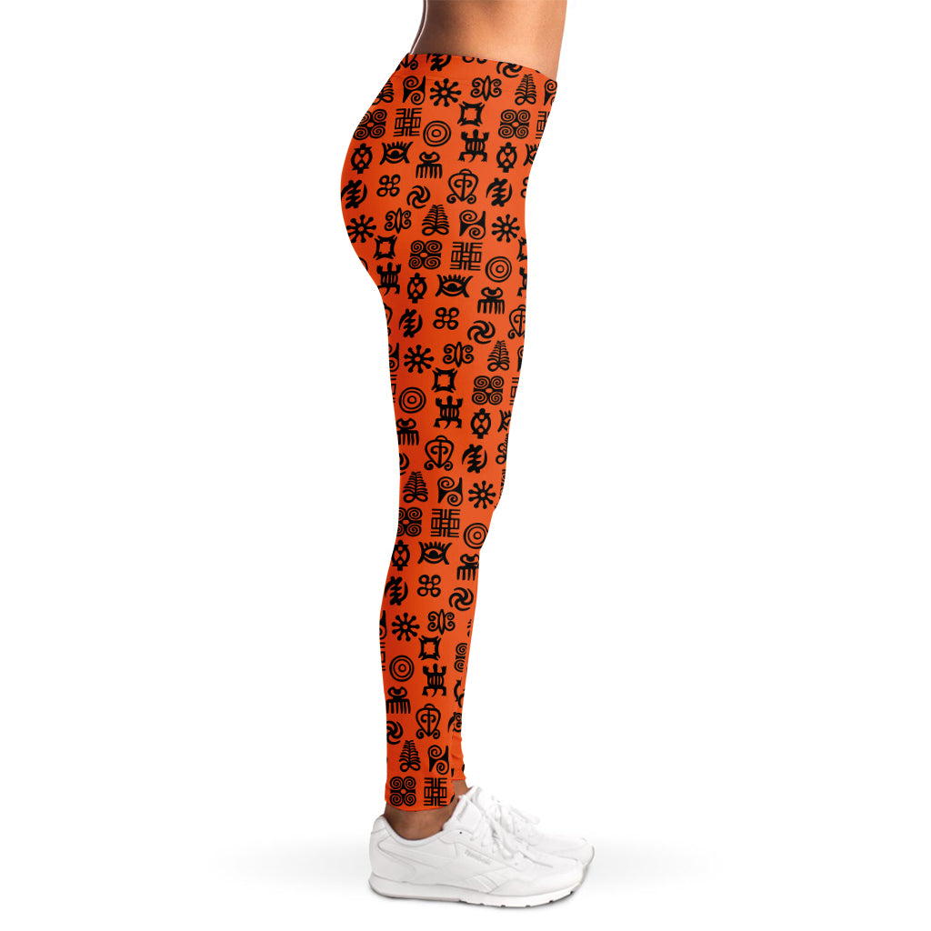 West African Adinkra Symbols Print Women's Leggings