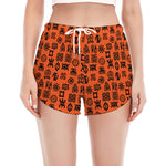West African Adinkra Symbols Print Women's Split Running Shorts