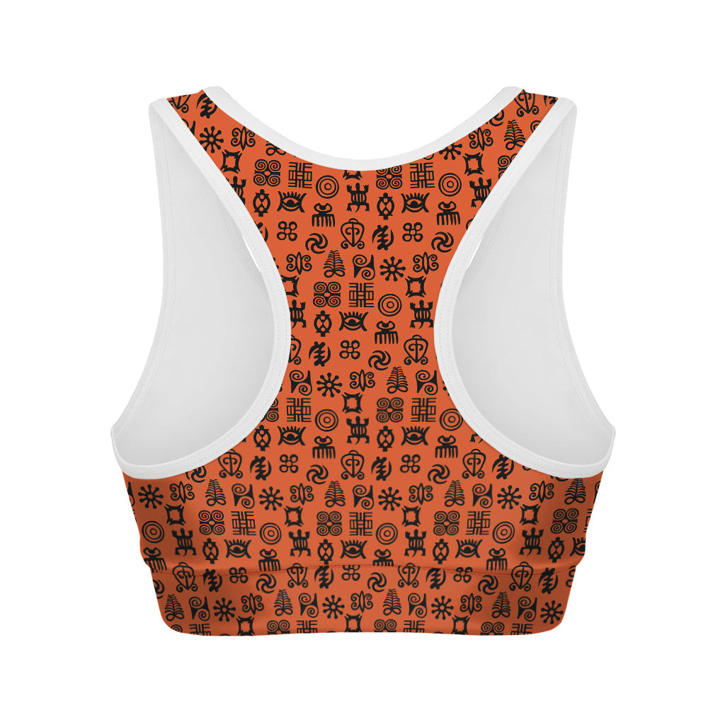 West African Adinkra Symbols Print Women's Sports Bra