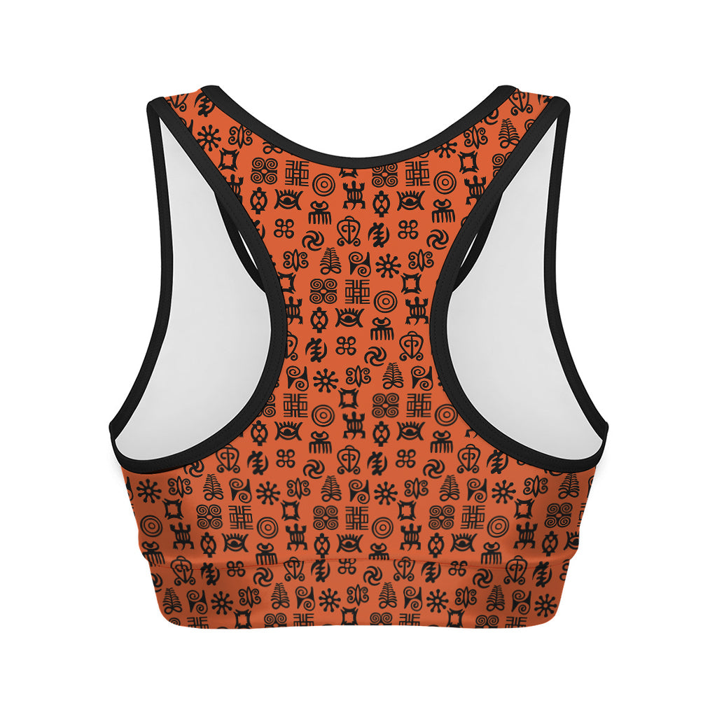 West African Adinkra Symbols Print Women's Sports Bra