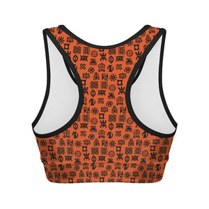 West African Adinkra Symbols Print Women's Sports Bra