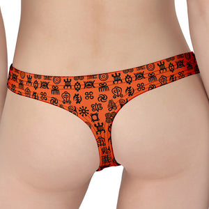 West African Adinkra Symbols Print Women's Thong