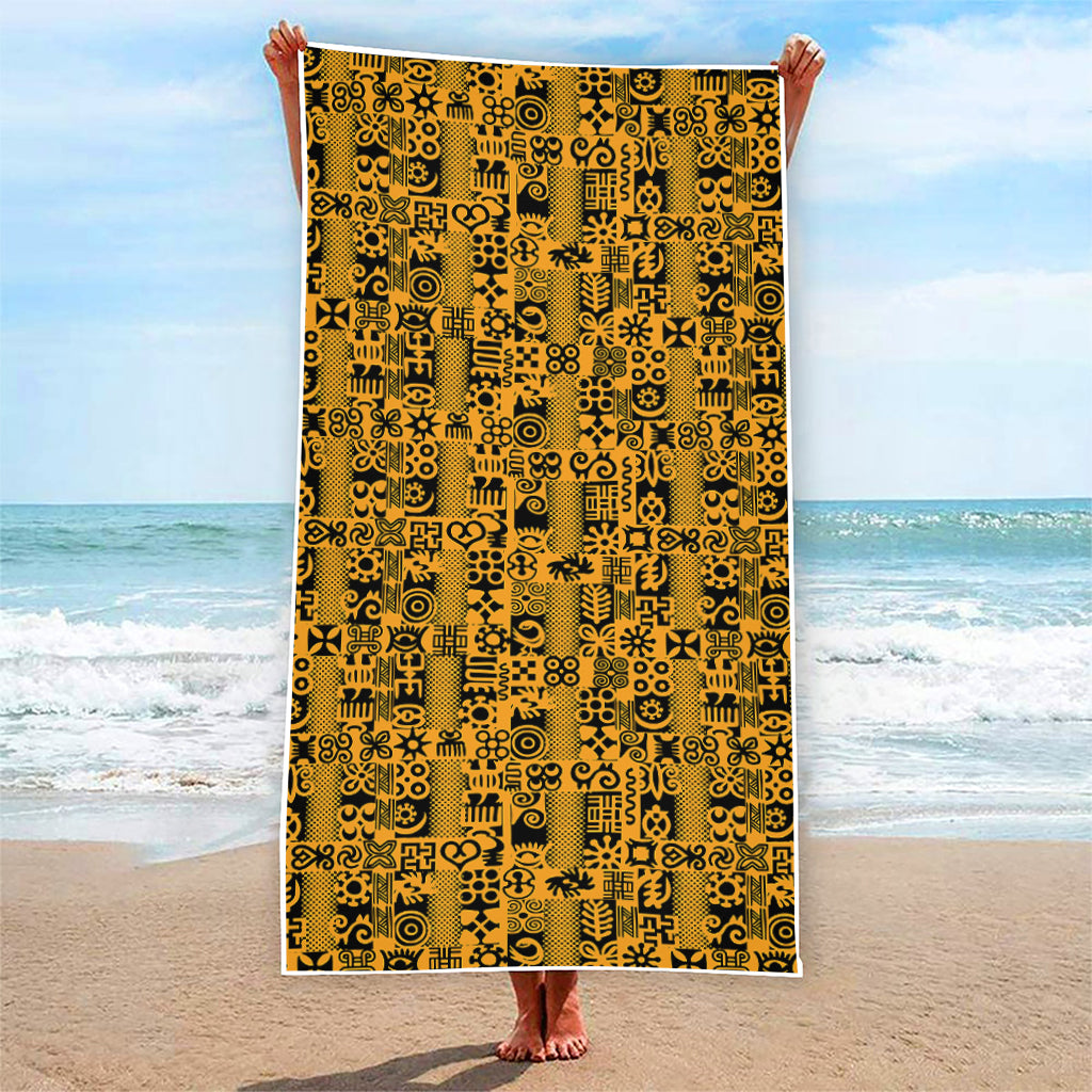 West African Adinkra Tribe Symbols Beach Towel