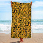 West African Adinkra Tribe Symbols Beach Towel