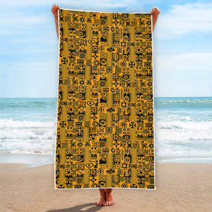 West African Adinkra Tribe Symbols Beach Towel