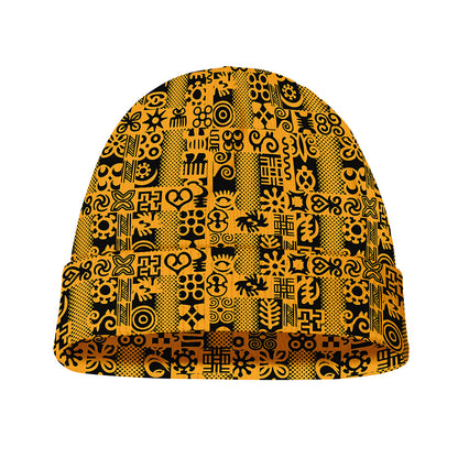 West African Adinkra Tribe Symbols Beanie