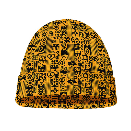 West African Adinkra Tribe Symbols Beanie