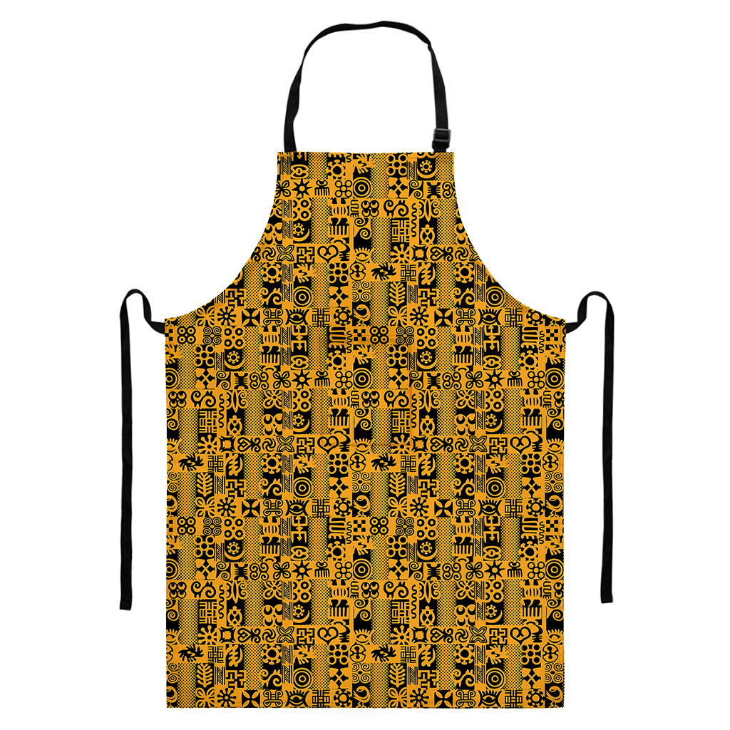 West African Adinkra Tribe Symbols Bib Apron With Pocket