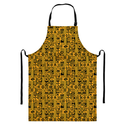West African Adinkra Tribe Symbols Bib Apron With Pocket