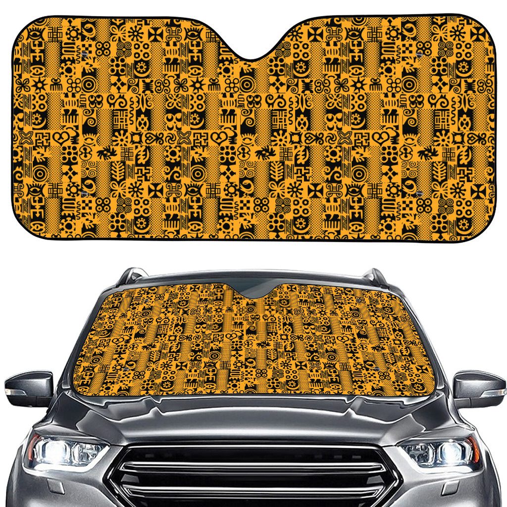 West African Adinkra Tribe Symbols Car Windshield Sun Shade