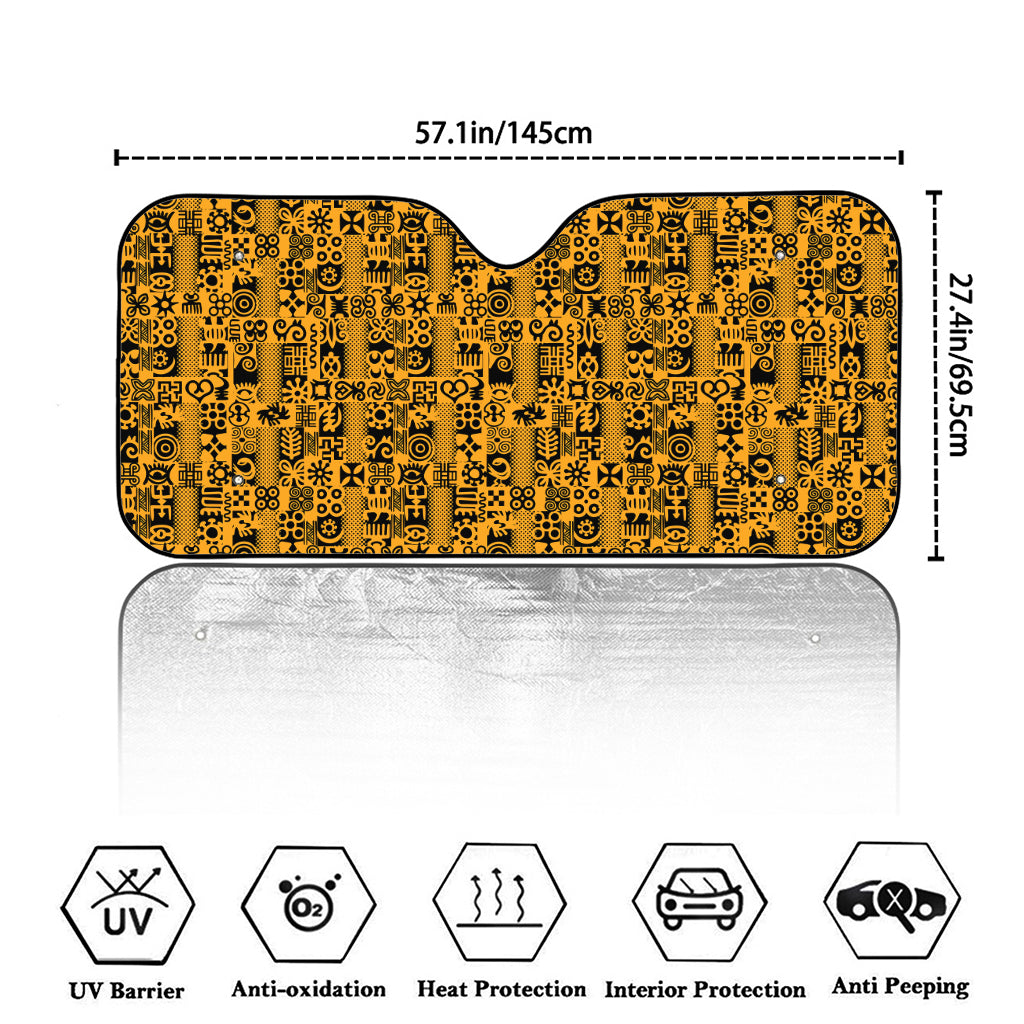 West African Adinkra Tribe Symbols Car Windshield Sun Shade