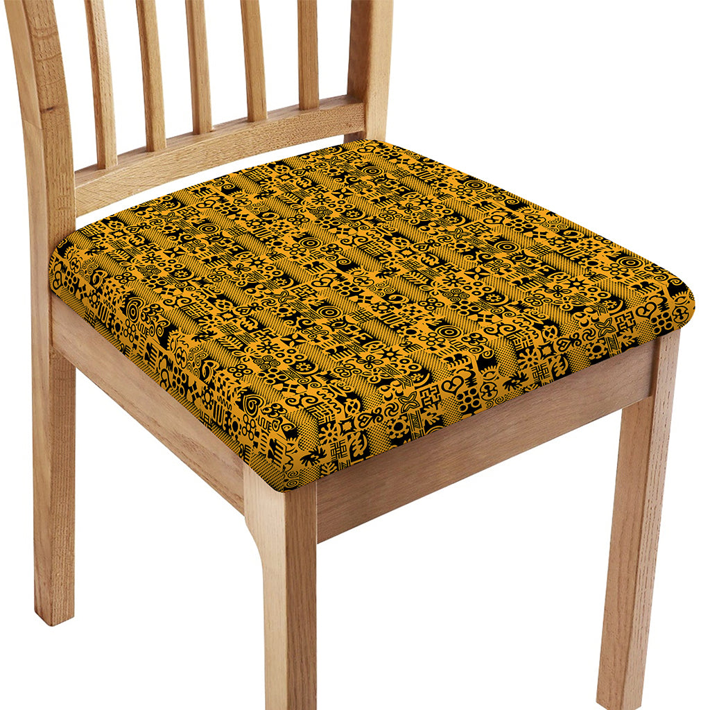 West African Adinkra Tribe Symbols Chair Cushion Cover