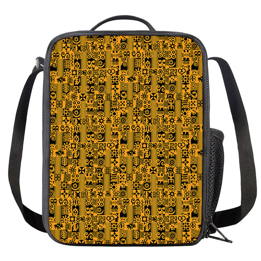West African Adinkra Tribe Symbols Crossbody Lunch Bag