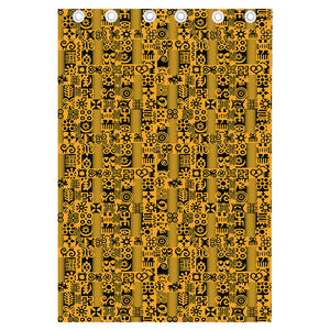 West African Adinkra Tribe Symbols Curtain