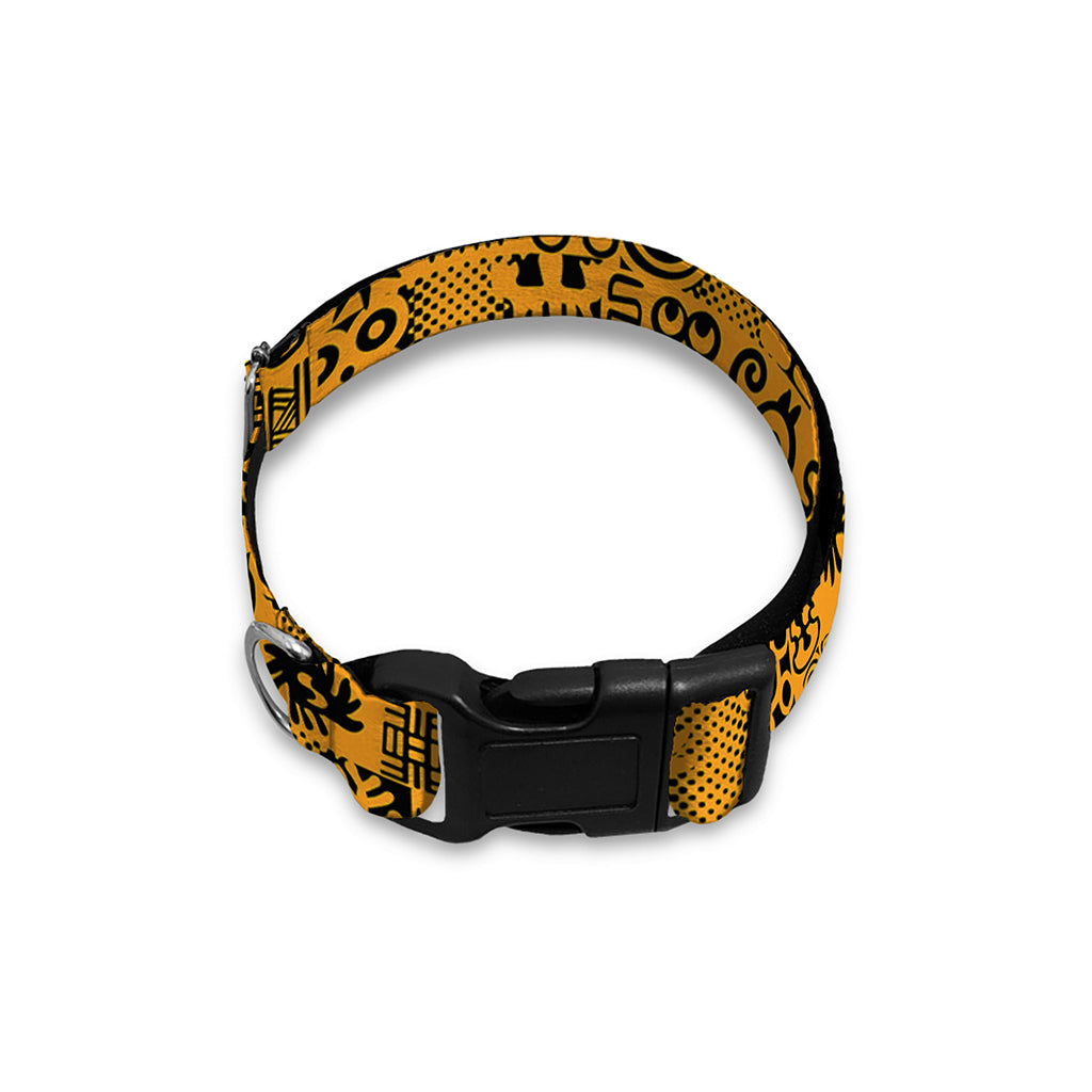 West African Adinkra Tribe Symbols Dog Collar
