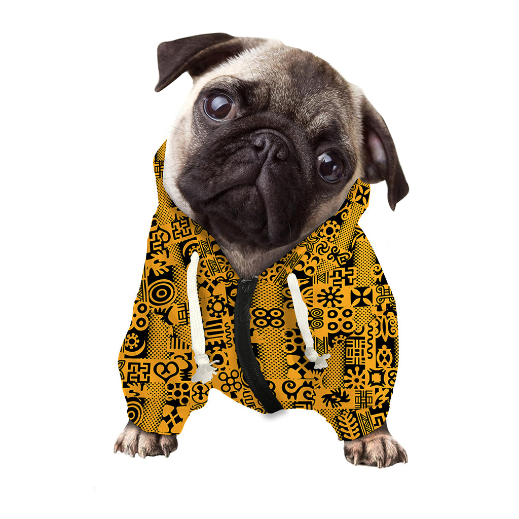 West African Adinkra Tribe Symbols Dog Zip Up Hoodie
