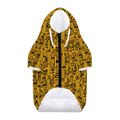 West African Adinkra Tribe Symbols Dog Zip Up Hoodie