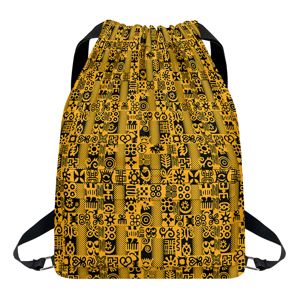 West African Adinkra Tribe Symbols Drawstring Backpack