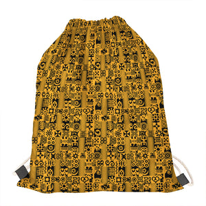 West African Adinkra Tribe Symbols Drawstring Bag