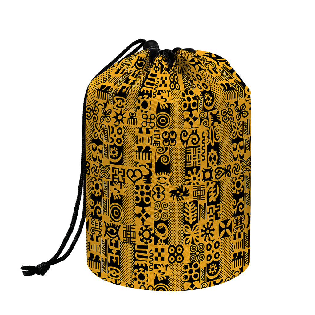 West African Adinkra Tribe Symbols Drawstring Makeup Bag