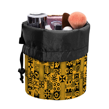 West African Adinkra Tribe Symbols Drawstring Makeup Bag