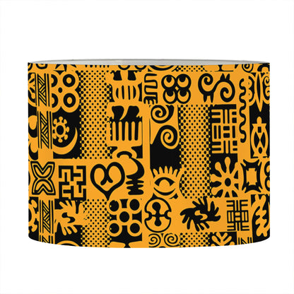 West African Adinkra Tribe Symbols Drum Lamp Shade