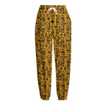 West African Adinkra Tribe Symbols Fleece Lined Knit Pants