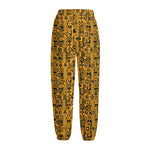 West African Adinkra Tribe Symbols Fleece Lined Knit Pants