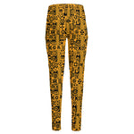 West African Adinkra Tribe Symbols High-Waisted Pocket Leggings