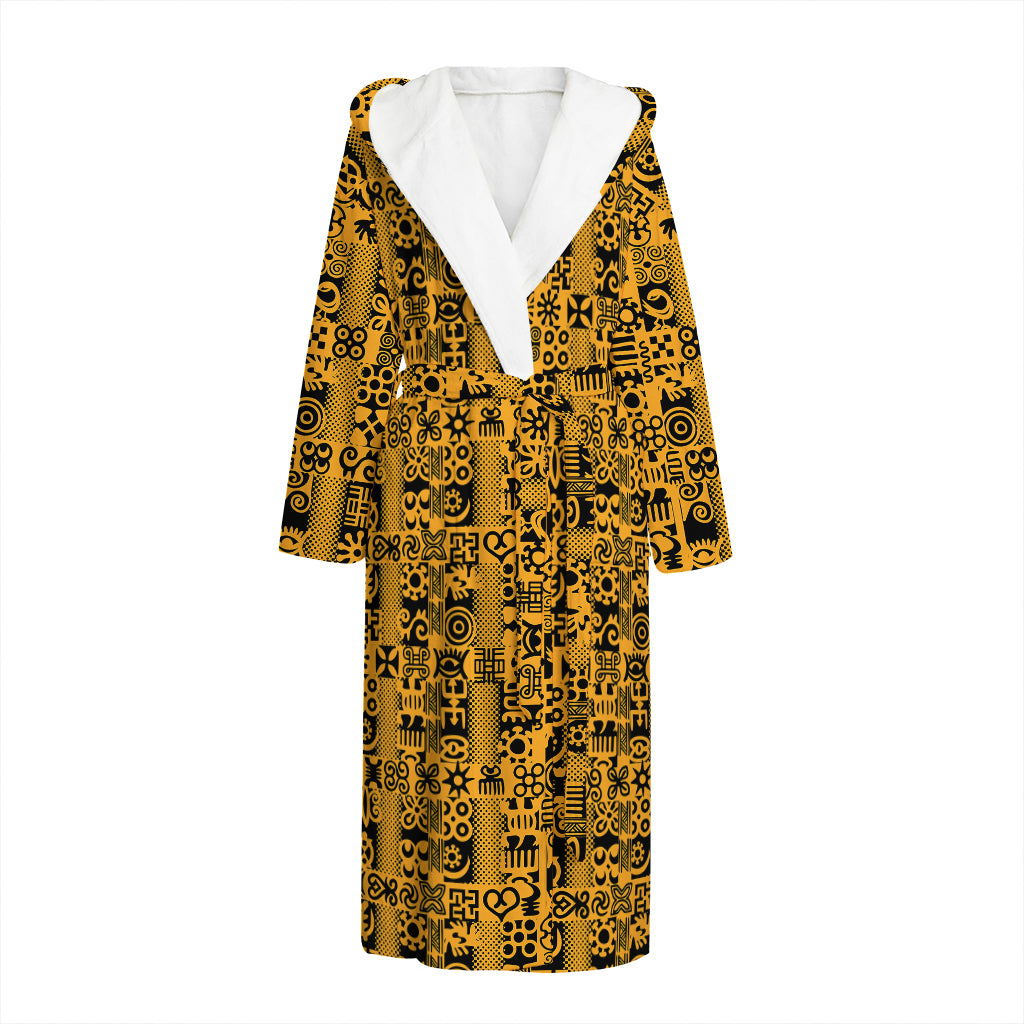 West African Adinkra Tribe Symbols Hooded Bathrobe