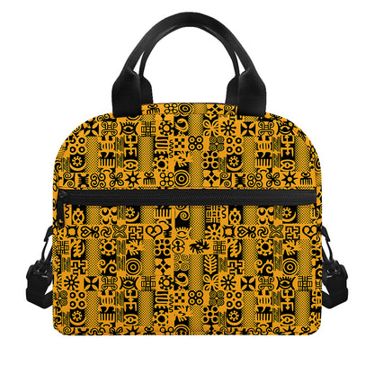 West African Adinkra Tribe Symbols Insulated Lunch Bag