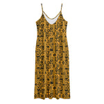 West African Adinkra Tribe Symbols Jersey Midi Cami Dress