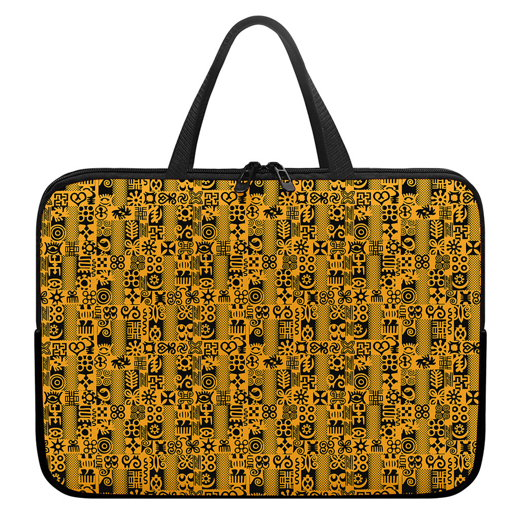 West African Adinkra Tribe Symbols Laptop Sleeve With Handle