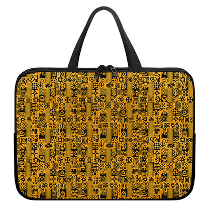 West African Adinkra Tribe Symbols Laptop Sleeve With Handle