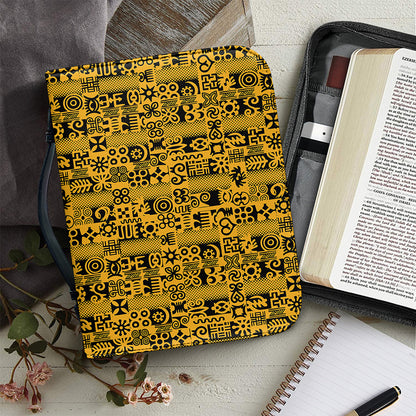 West African Adinkra Tribe Symbols Leather Bible Cover