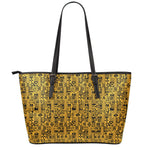 West African Adinkra Tribe Symbols Leather Tote Bag