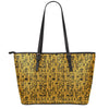 West African Adinkra Tribe Symbols Leather Tote Bag