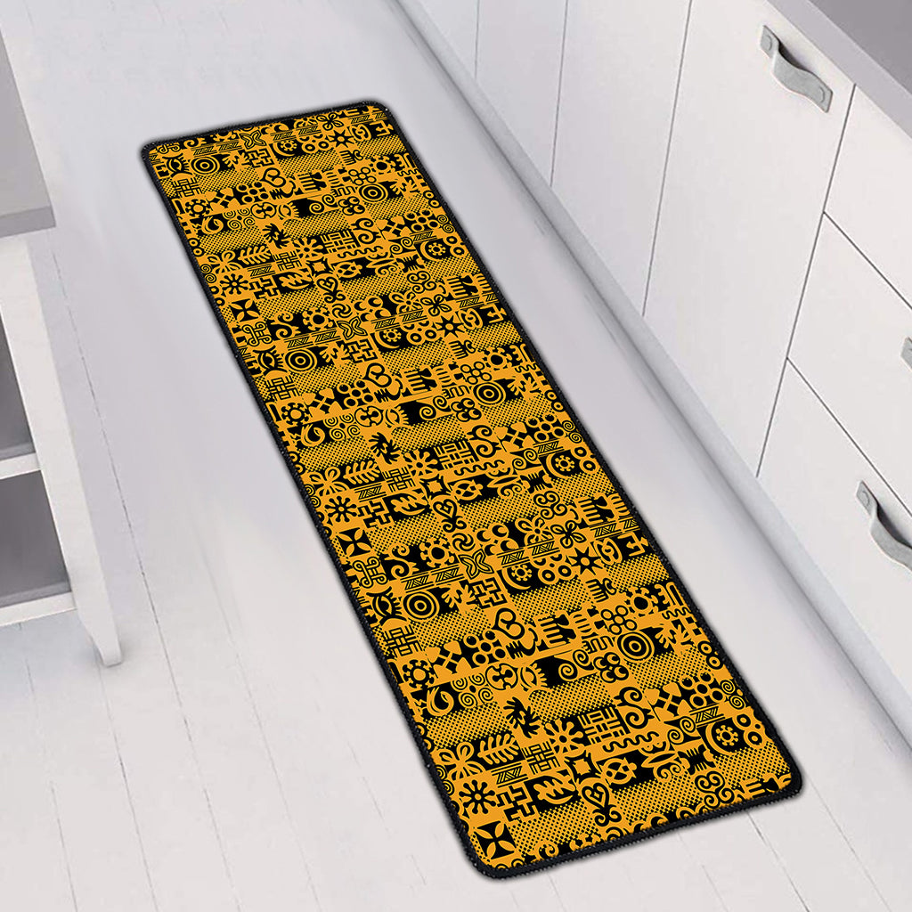 West African Adinkra Tribe Symbols Long Kitchen Mat