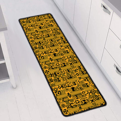West African Adinkra Tribe Symbols Long Kitchen Mat
