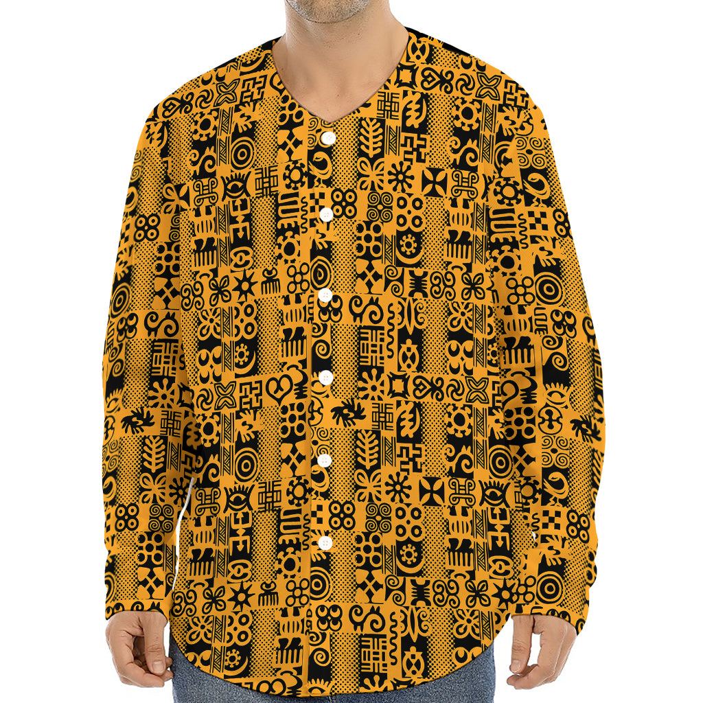 West African Adinkra Tribe Symbols Long Sleeve Baseball Jersey