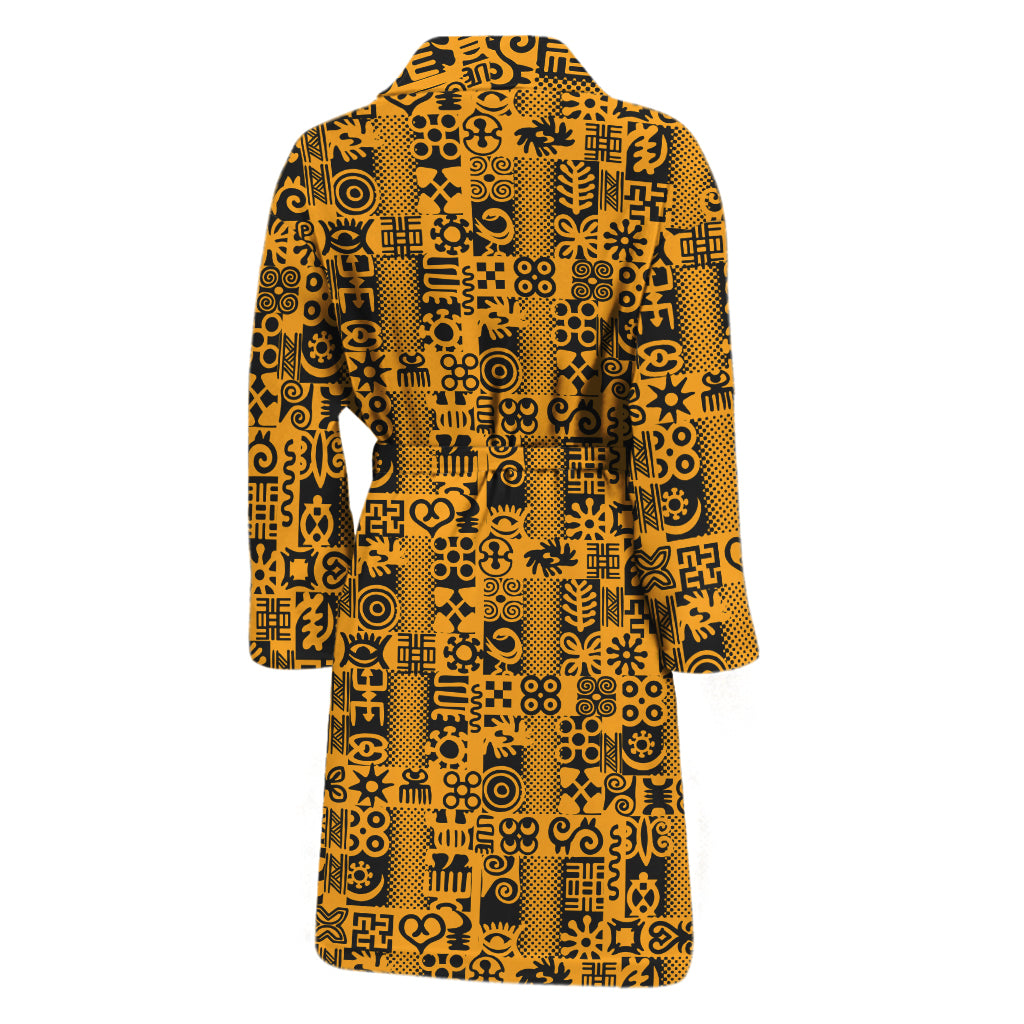 West African Adinkra Tribe Symbols Men's Bathrobe