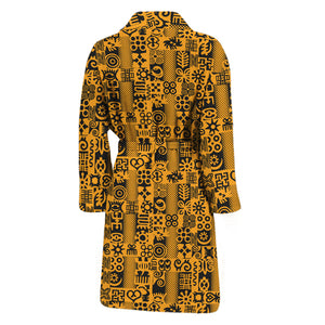 West African Adinkra Tribe Symbols Men's Bathrobe