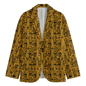 West African Adinkra Tribe Symbols Men's Cotton Blazer