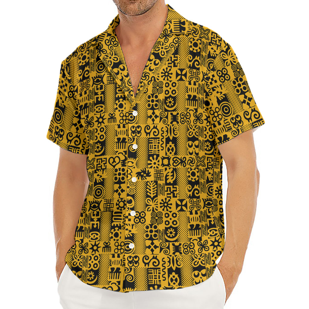 West African Adinkra Tribe Symbols Men's Deep V-Neck Shirt