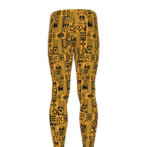 West African Adinkra Tribe Symbols Men's leggings