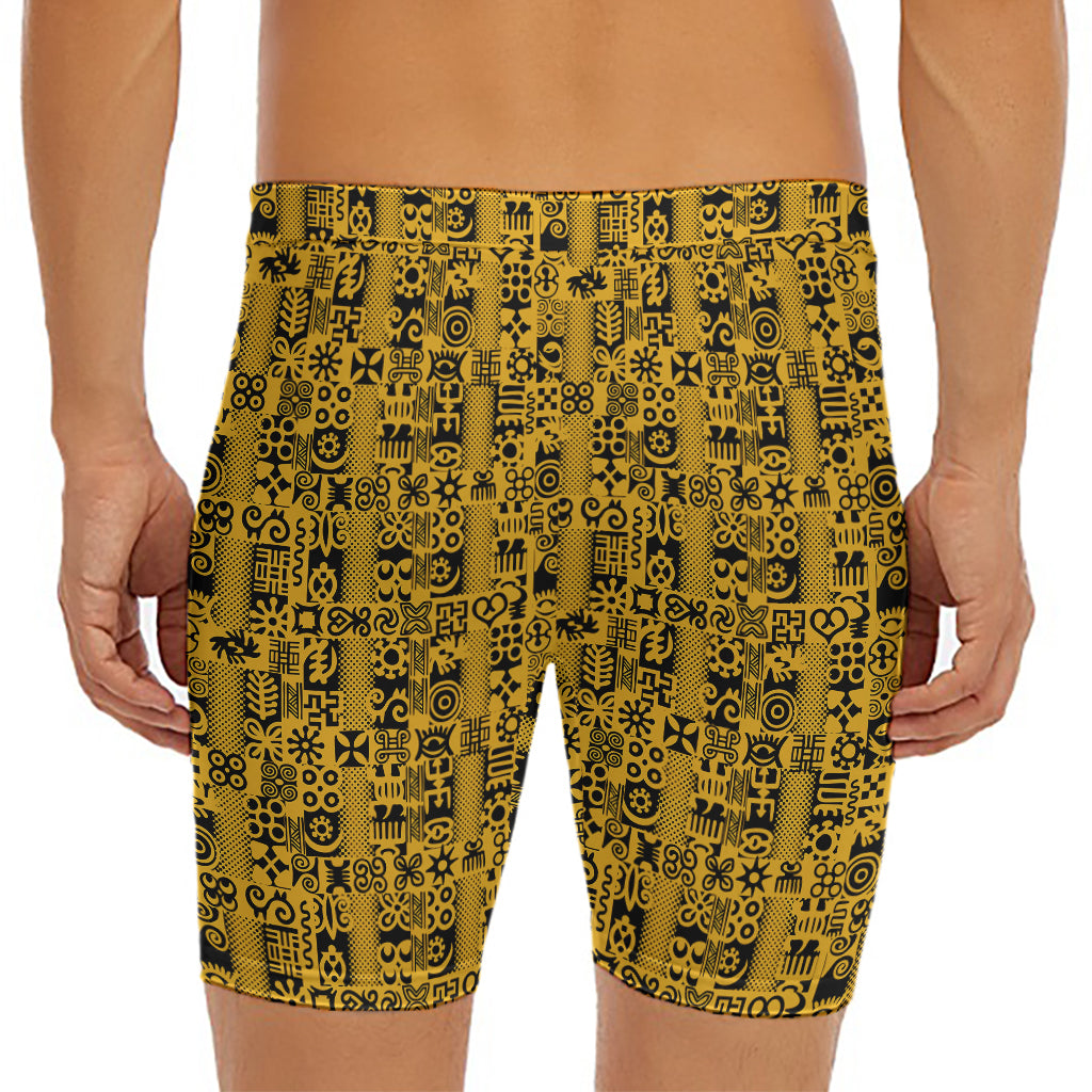 West African Adinkra Tribe Symbols Men's Long Boxer Briefs