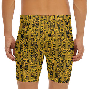 West African Adinkra Tribe Symbols Men's Long Boxer Briefs