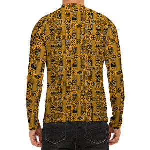 West African Adinkra Tribe Symbols Men's Long Sleeve Rash Guard